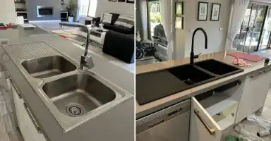 24 7 Rapid Emergency Plumbing Services Speedy Services Today - Emergency Tap, Toilet & Shower Installations - Before After Kitchen Sink Job